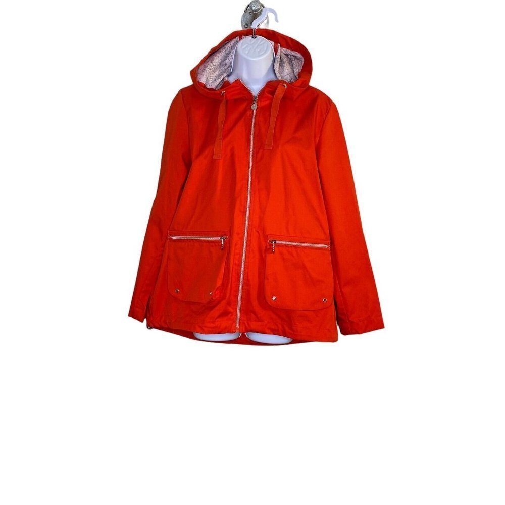 Bernardo Women's Raincoat Red Hooded Jacket Coat Size Medium